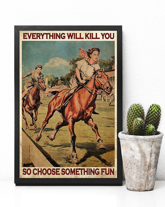 Horse Girl Choose Something Fun Vertical Canvas And Poster | Wall Decor Visual Art