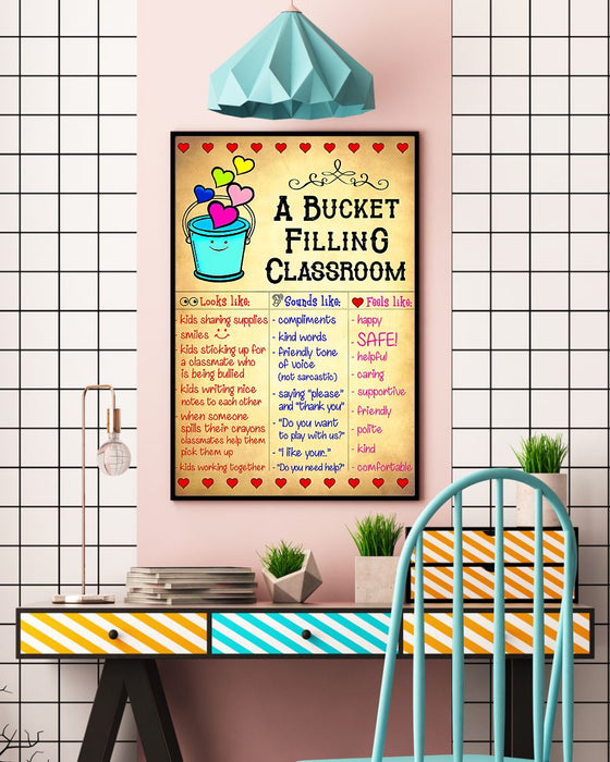 Teacher A Bucket Filling Classroom Vertical Canvas And Poster | Wall Decor Visual Art