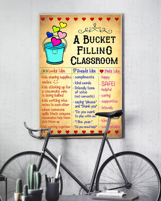 Teacher A Bucket Filling Classroom Vertical Canvas And Poster | Wall Decor Visual Art