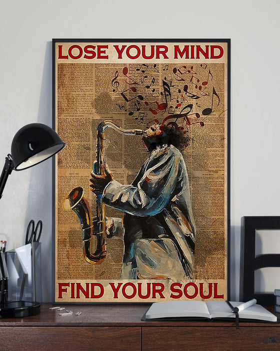 Saxophone Lose Your Mind Find Your Soul Vertical Canvas And Poster | Wall Decor Visual Art
