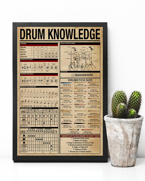 Drummer Knowledge Vertical Canvas And Poster | Wall Decor Visual Art