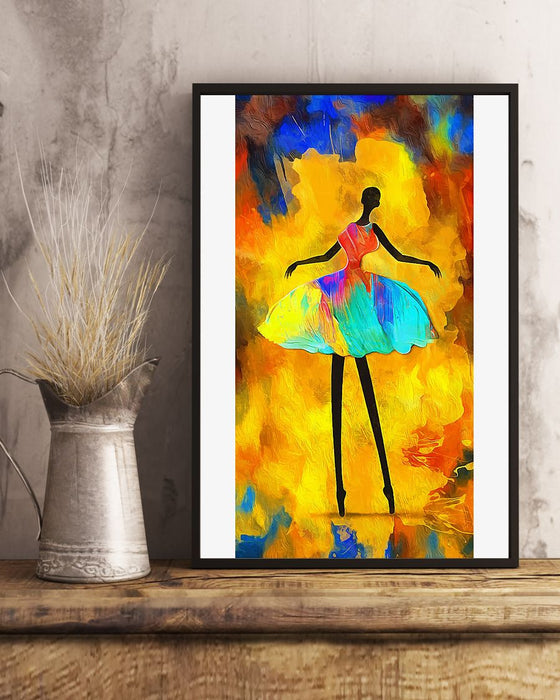 African - Black Art - Colorful African Girls Ballerina Dancing 1 Vertical Canvas And Poster | Wall Decor Visual Art
