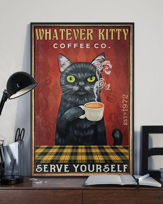 African - Black Art - Whatever Cat Coffee Serve Yourself Vertical Canvas And Poster | Wall Decor Visual Art