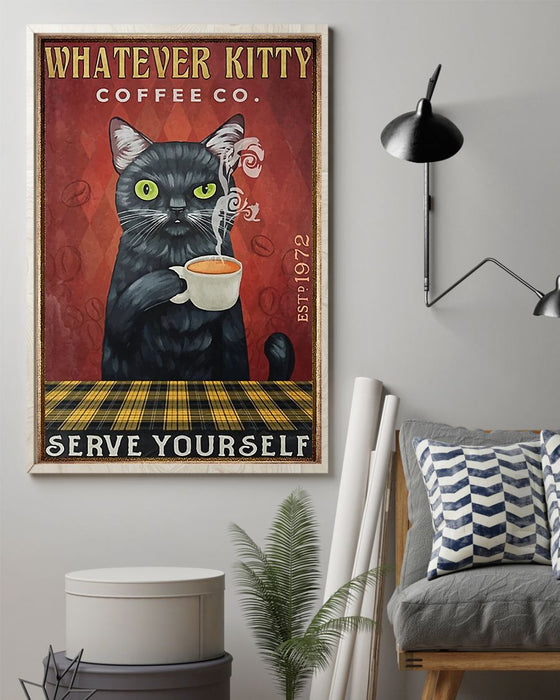 African - Black Art - Whatever Cat Coffee Serve Yourself Vertical Canvas And Poster | Wall Decor Visual Art