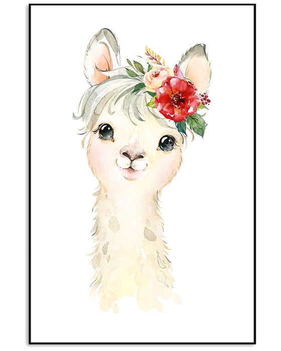 African - Black Art - Flower Llama 2 Vertical Canvas And Poster | Wall Decor Visual Art