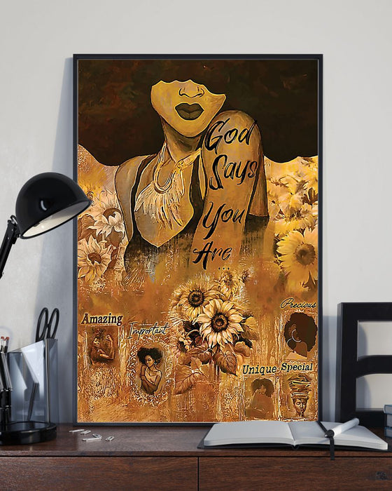African - Black Art - God Says You Are Amazing Vertical Canvas And Poster | Wall Decor Visual Art