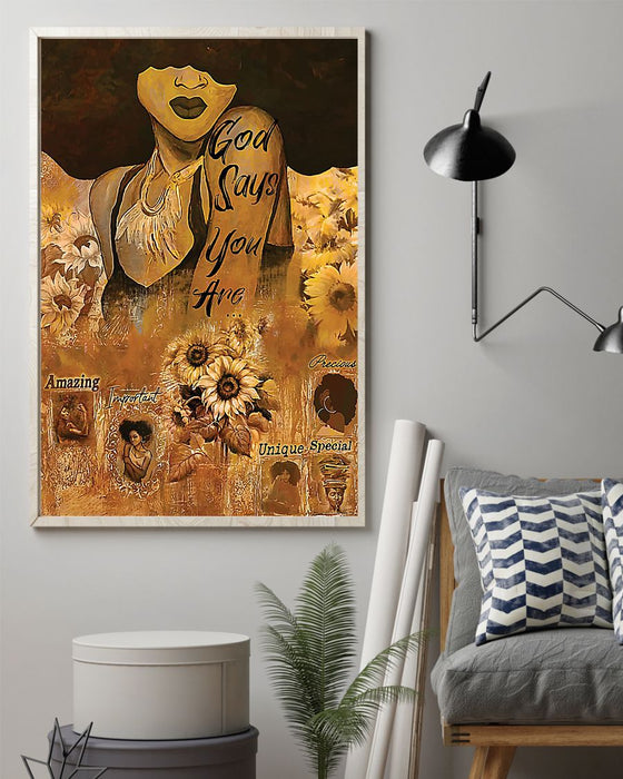 African - Black Art - God Says You Are Amazing Vertical Canvas And Poster | Wall Decor Visual Art