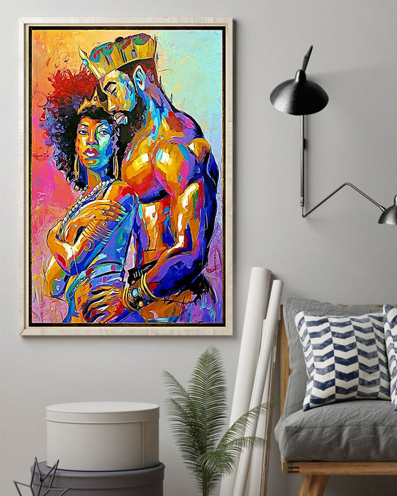 African - Black Art - Black King And Queen Portrait Vertical Canvas And Poster | Wall Decor Visual Art
