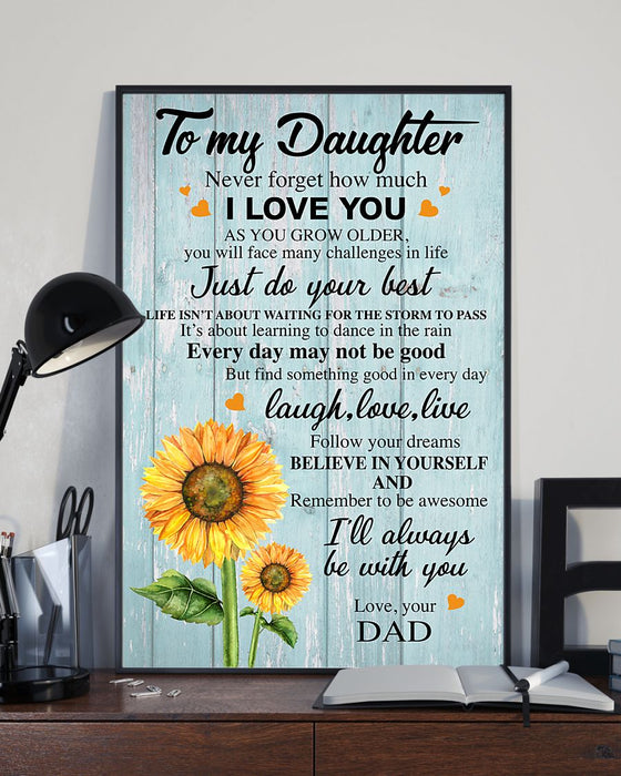 I Love You - To Daughter From Dad Vertical Canvas And Poster | Wall Decor Visual Art