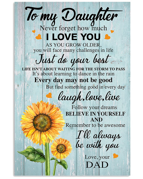 I Love You - To Daughter From Dad Vertical Canvas And Poster | Wall Decor Visual Art
