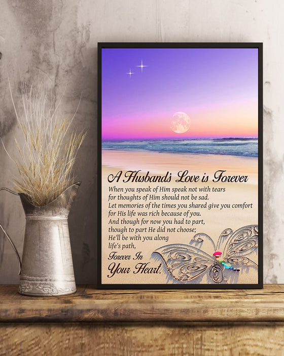 Memorial Gift To Heaven - A Husbands Love Is Forever Vertical Canvas And Poster | Wall Decor Visual Art