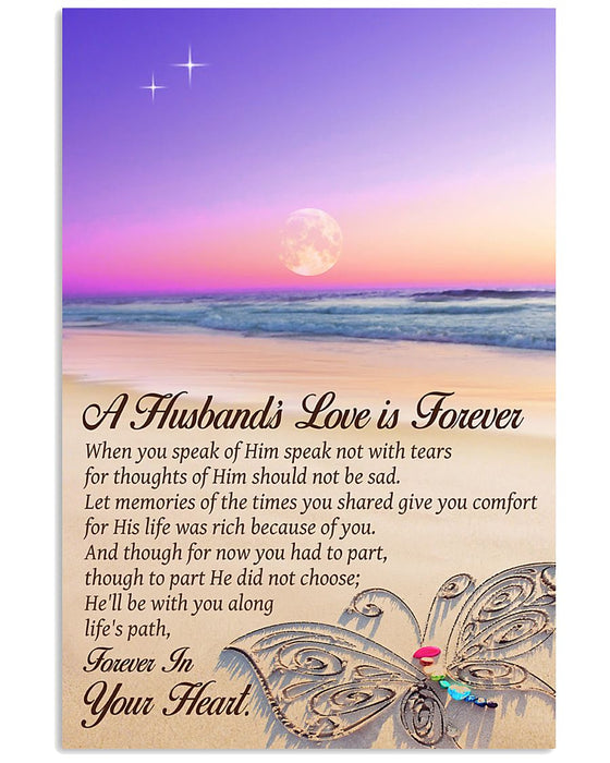Memorial Gift To Heaven - A Husbands Love Is Forever Vertical Canvas And Poster | Wall Decor Visual Art