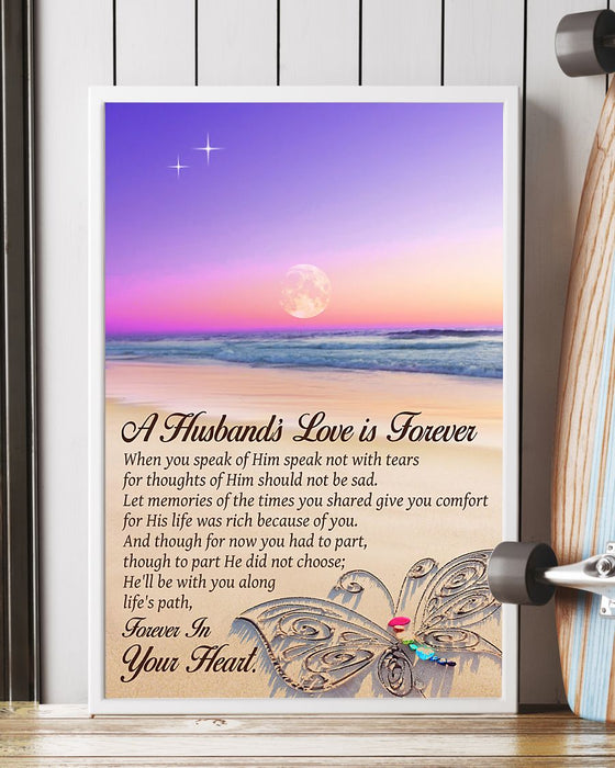 Memorial Gift To Heaven - A Husbands Love Is Forever Vertical Canvas And Poster | Wall Decor Visual Art