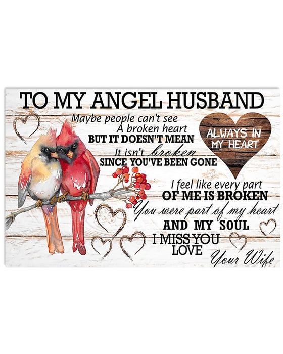 Memorial Gift To Heaven - To My Angel Husband Horizontal Canvas And Poster | Wall Decor Visual Art