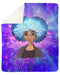 Melanin Poppin Art - Afro Natural Eyes Cute Girl Sherpa Fleece Blanket