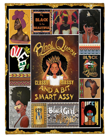 Black Queen Classy Sassy And Smart Assy Blanket Fleece Blanket