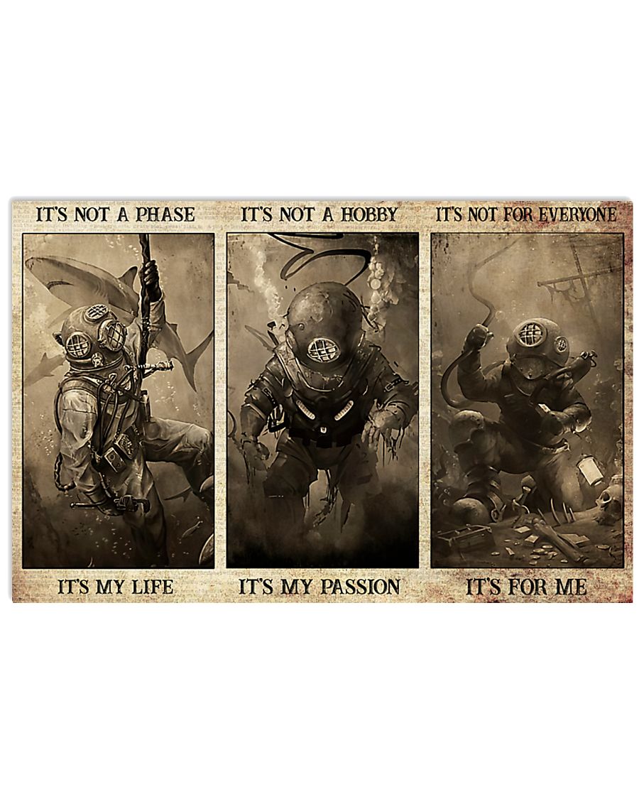 Scuba Diving - It's Not A Phase It's My Life Horizontal Canvas And Poster | Wall Decor Visual Art