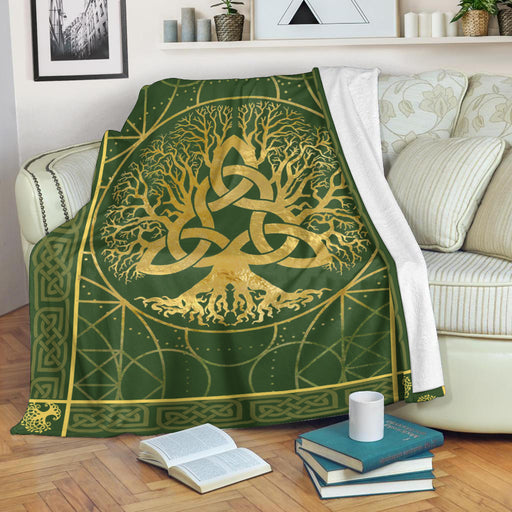 Tree Of Life Irish Blessing Tree Fleece Blanket | St Patrick's Day Gifts