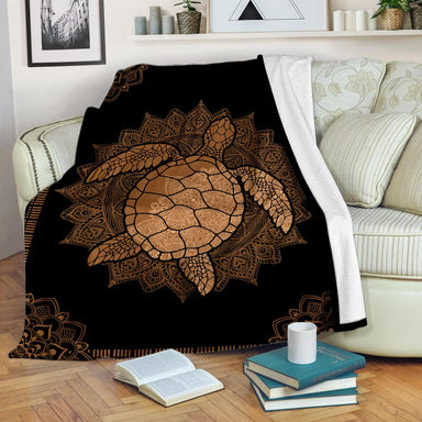Turtle Mandala Fleece Blanket