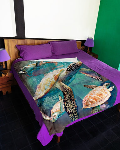 I Love Turtles Fleece Blanket | Gift For Turtles Lover