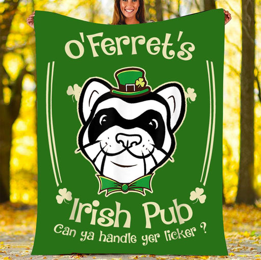 St Patricks Ferret Pet Lover Irish Pub Gift Fleece Blanket