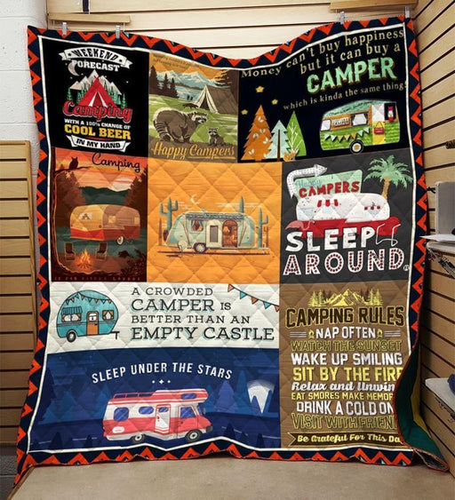 Happy Camping Camper Fleece Blanket