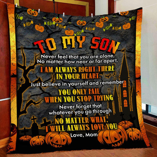 To My Son From Mom Halloween Pumpkin Fleece Blanket