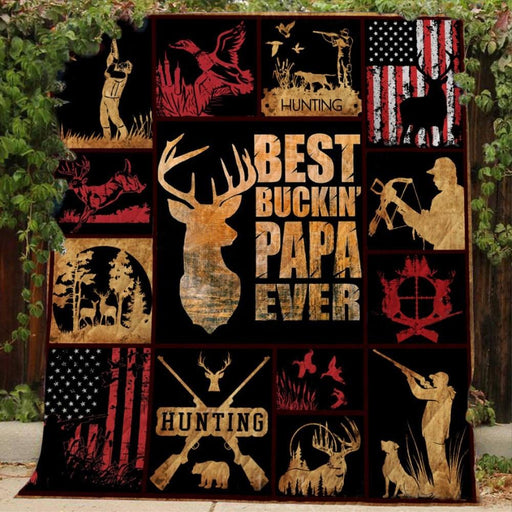 Hunting Deer Best Buckin Papa Ever Fleece Blanket