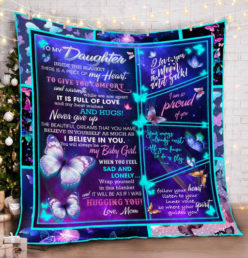 To My Daughter I Love You To The Moon And Back, Butterfly Quilt Blanket , Gift For Daughter, Birthday Gift For Daughter, Family Gift, From Mom To Daughter 1608535494434.jpg