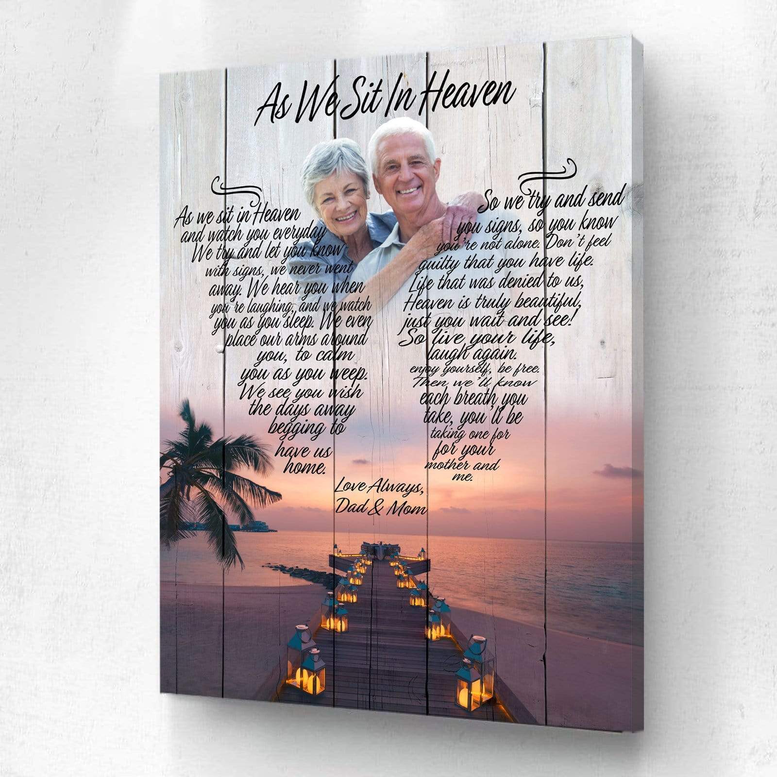 As We Sit In Heaven - Lanterns By The Sea, Memorial, Product Type,Personalized Poster And Upload Photo,Canvas Poster, Birthday Gift, Christmas Gift ,Family Gift,To My Friend, To My Son, To My Father, To My Mother, To My Wife, To My Husband