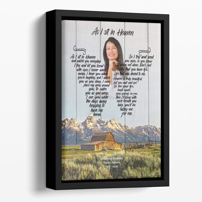 As I Sit In Heaven - Mountain Gem Custom Canvas, Memorial, Product Type,Personalized Poster And Upload Photo,Canvas Poster, Birthday Gift, Christmas Gift ,Family Gift,To My Friend, To My Son, To My Father, To My Mother, To My Wife, To My Husband