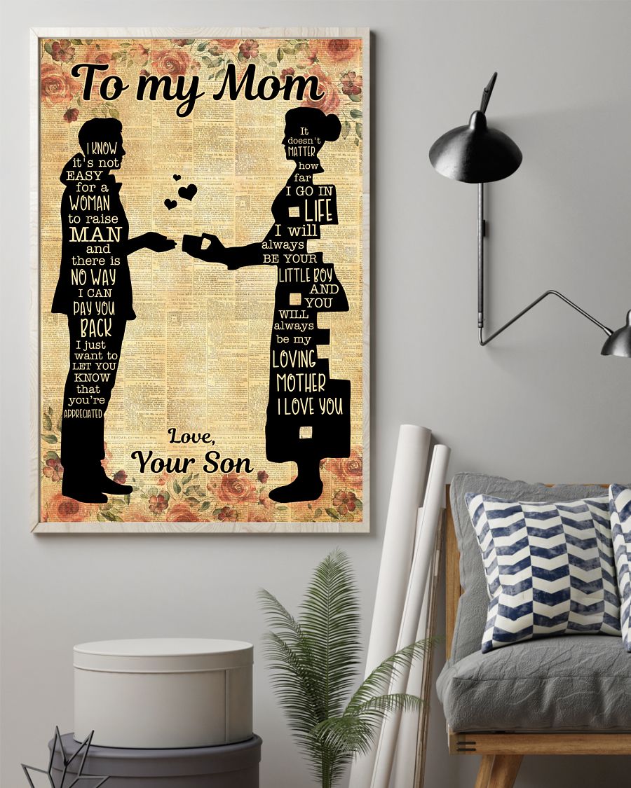 I Know Not Easy For A Woman To Raise A Man Canvas And Poster, Happy Mother’s Day Ideas, Mother’s Day Gift From Son To Mom, Warm Home Decor Wall Art Visual Art 1616423014413.jpg