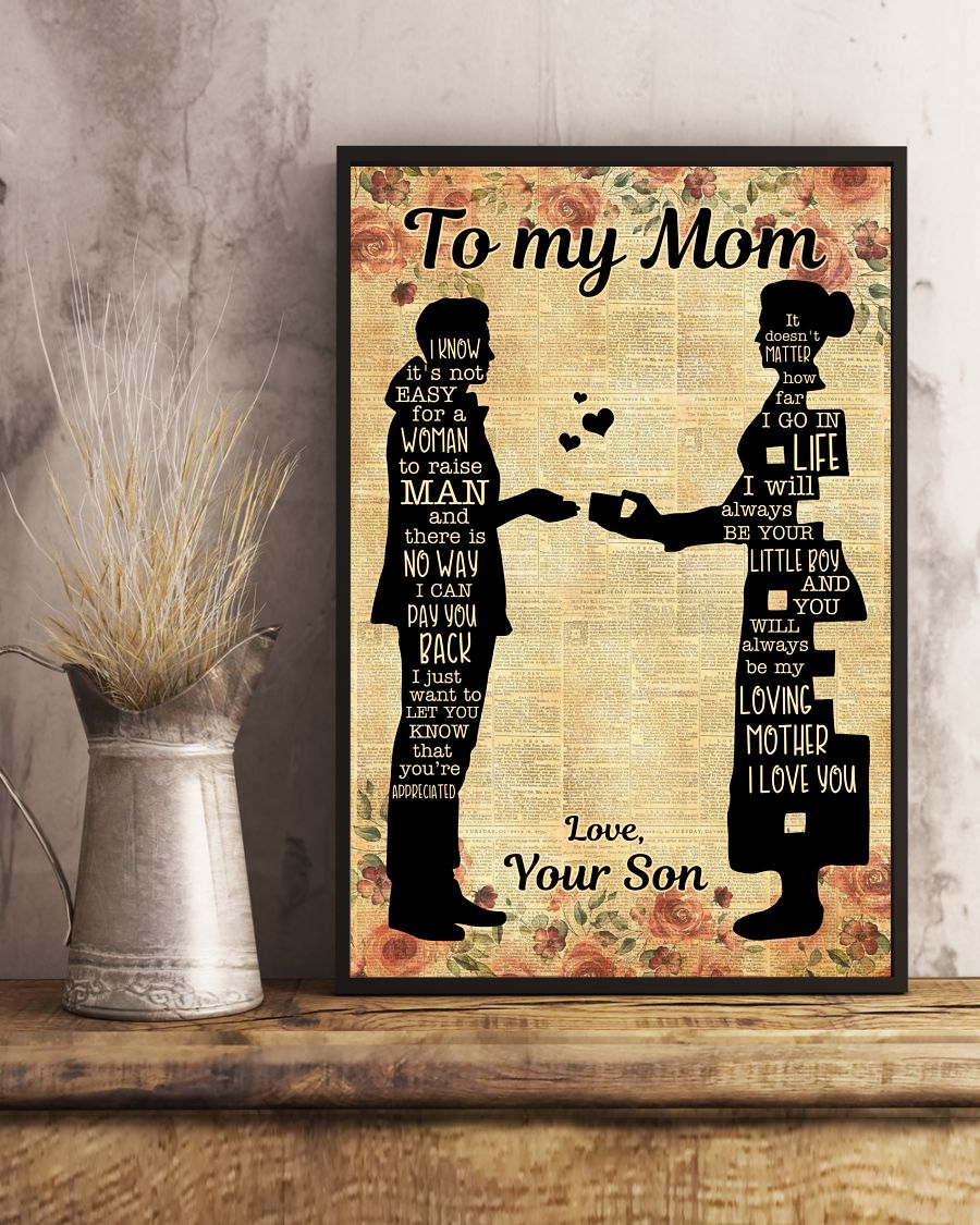 I Know Not Easy For A Woman To Raise A Man Canvas And Poster, Happy Mother’s Day Ideas, Mother’s Day Gift From Son To Mom, Warm Home Decor Wall Art Visual Art 1616423015620.jpg