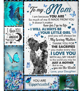 You'll Always Be My Loving Mother Butterfly Fleece Blanket - Quilt Blanket, Mother’s Day Gift From Daughter To Mom, Thank You Gifts For Mother’s Day, Home Decor Bedding Couch Sofa Soft and Comfy Cozy