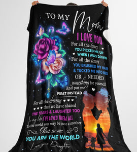 I Love You For All The Times Fleece Blanket - Quilt Blanket, Mother’s Day Gift From Daughter To Mom, Thank You Gifts For Mother’s Day, Home Decor Bedding Couch Sofa Soft and Comfy Cozy