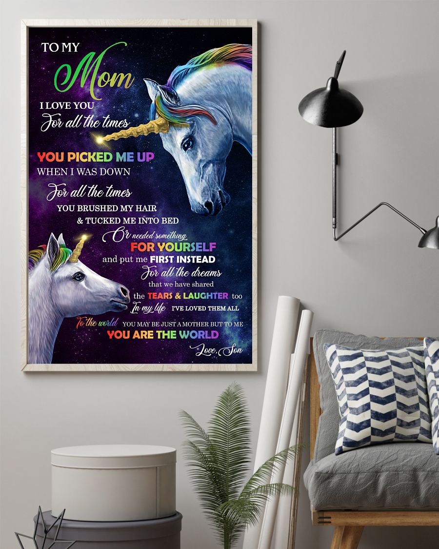 You're The World Unicorn Canvas And Poster, Best Mother’s Day Gift Ideas, Mother’s Day Gift From Son To Mom, Warm Home Decor Wall Art Visual Art 1616521901886.jpg