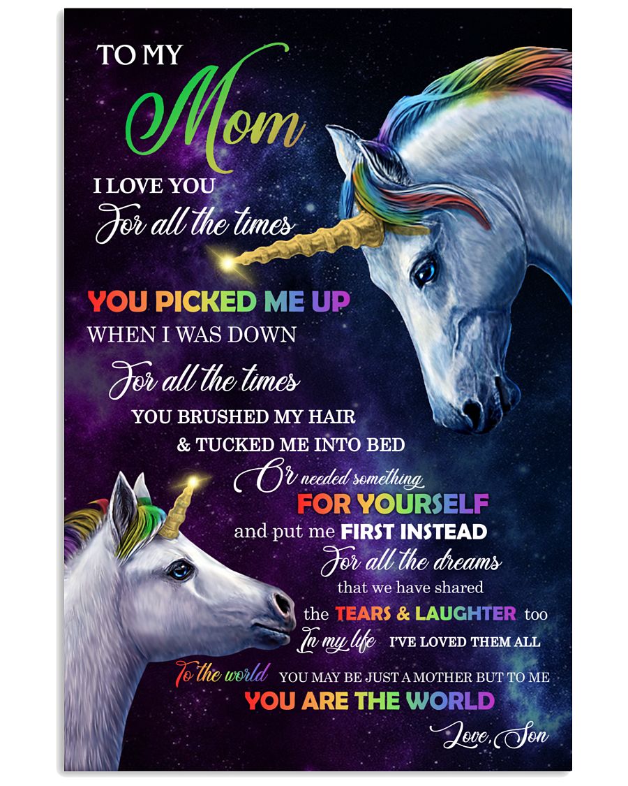 You're The World Unicorn Canvas And Poster, Best Mother’s Day Gift Ideas, Mother’s Day Gift From Son To Mom, Warm Home Decor Wall Art Visual Art 1616521903205.jpg