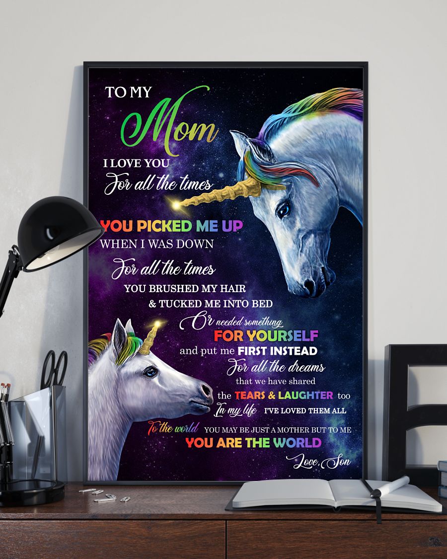 You're The World Unicorn Canvas And Poster, Best Mother’s Day Gift Ideas, Mother’s Day Gift From Son To Mom, Warm Home Decor Wall Art Visual Art 1616521903777.jpg