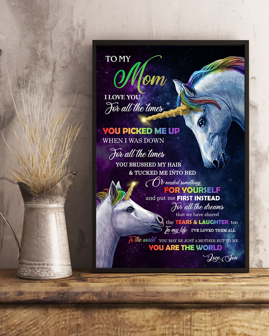 You're The World Unicorn Canvas And Poster, Best Mother’s Day Gift Ideas, Mother’s Day Gift From Son To Mom, Warm Home Decor Wall Art Visual Art 1616521904457.jpg