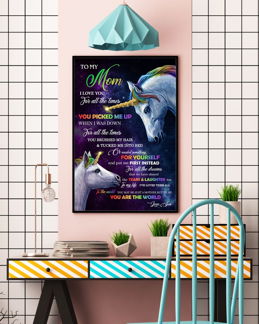 You're The World Unicorn Canvas And Poster, Best Mother’s Day Gift Ideas, Mother’s Day Gift From Son To Mom, Warm Home Decor Wall Art Visual Art 1616521905656.jpg