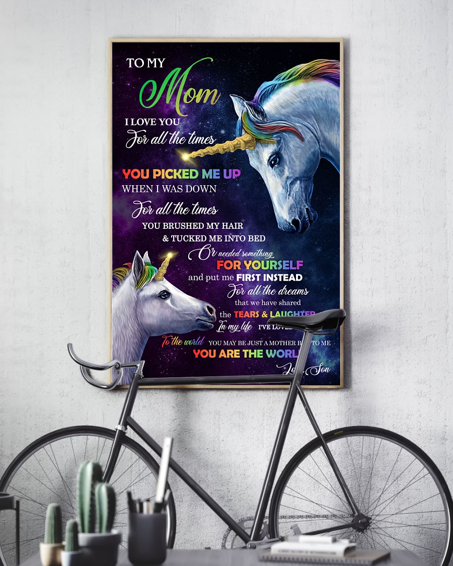 You're The World Unicorn Canvas And Poster, Best Mother’s Day Gift Ideas, Mother’s Day Gift From Son To Mom, Warm Home Decor Wall Art Visual Art 1616521906218.jpg