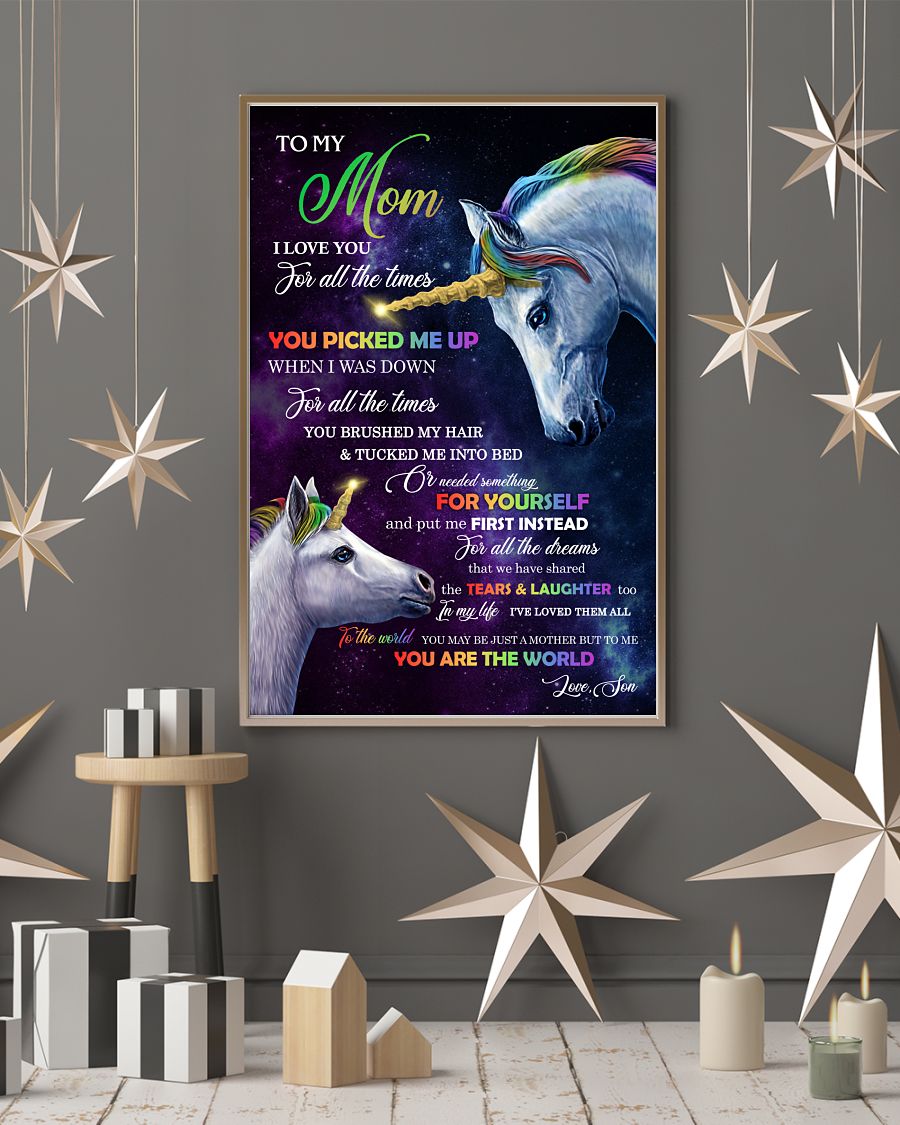 You're The World Unicorn Canvas And Poster, Best Mother’s Day Gift Ideas, Mother’s Day Gift From Son To Mom, Warm Home Decor Wall Art Visual Art 1616521906807.jpg