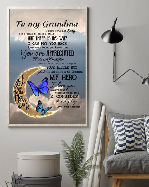 My Grandma My Hero Canvas And Poster, Best Mother’s Day Gift Ideas, Mother’s Day Gift From Grandson To Grandma, Warm Home Decor Wall Art Visual Art 1616608356304.jpg