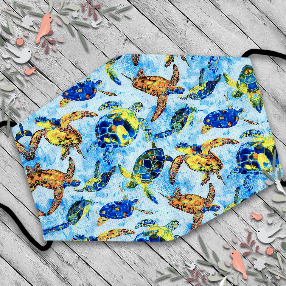 Blue And Yellow Sea Turtles Washable Cloth Mask 1617036278485.jpg