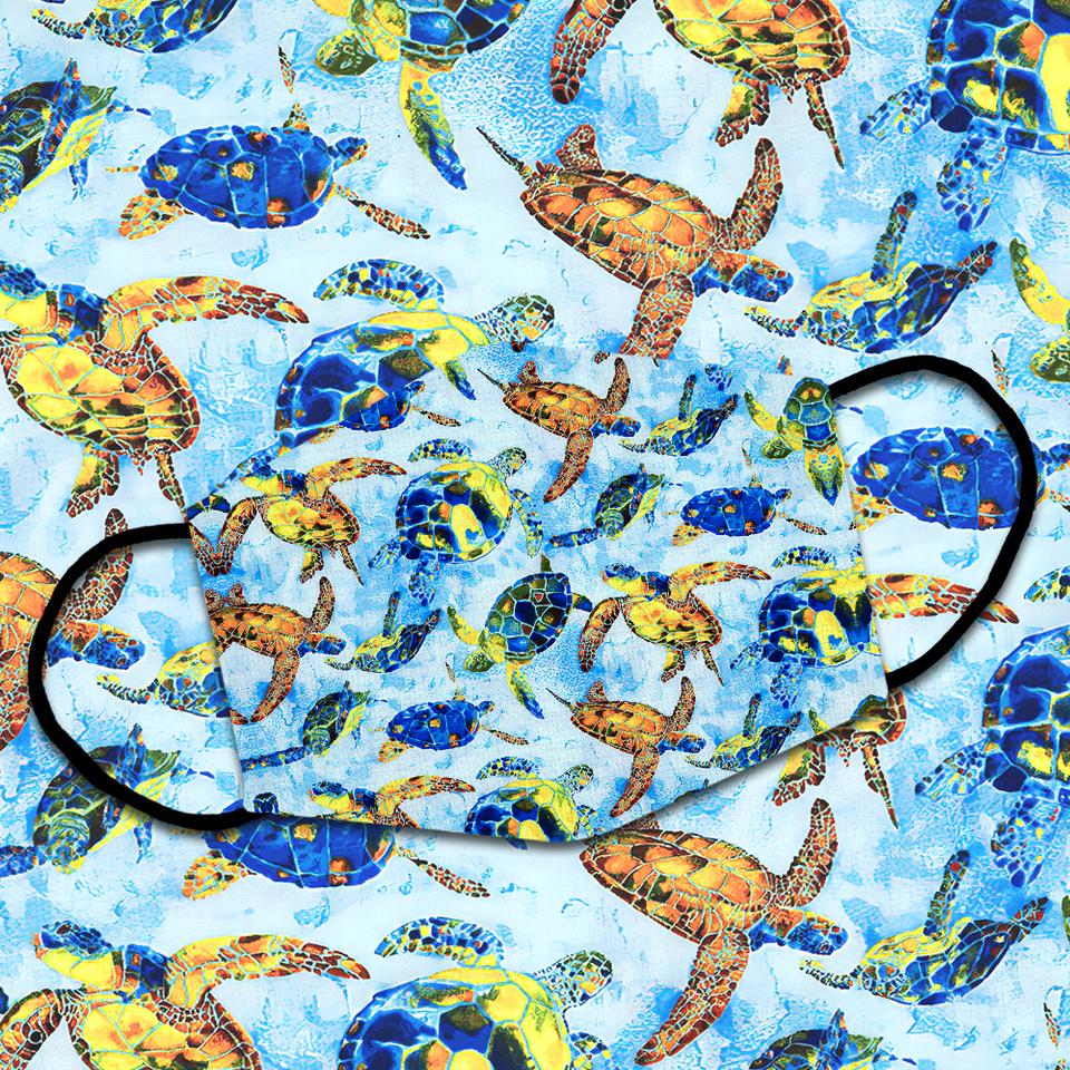 Blue And Yellow Sea Turtles Washable Cloth Mask 1617036279328.jpg