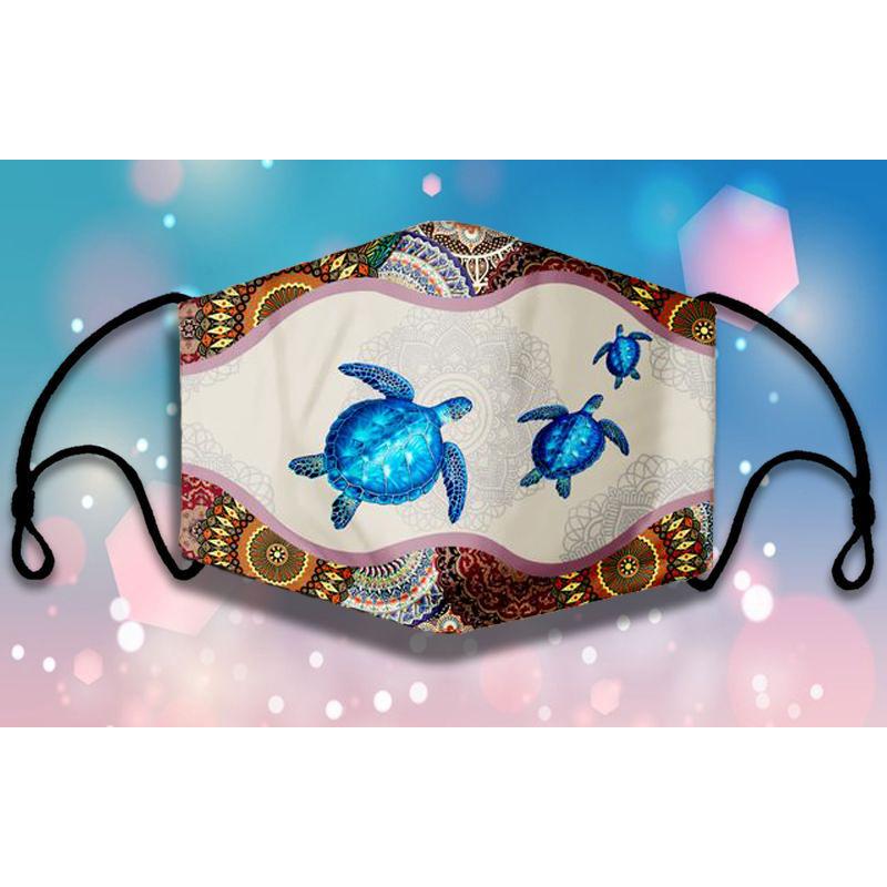 Sea Turtle Flower Motif Pattern Washable Cloth Mask 1617036281773.jpg
