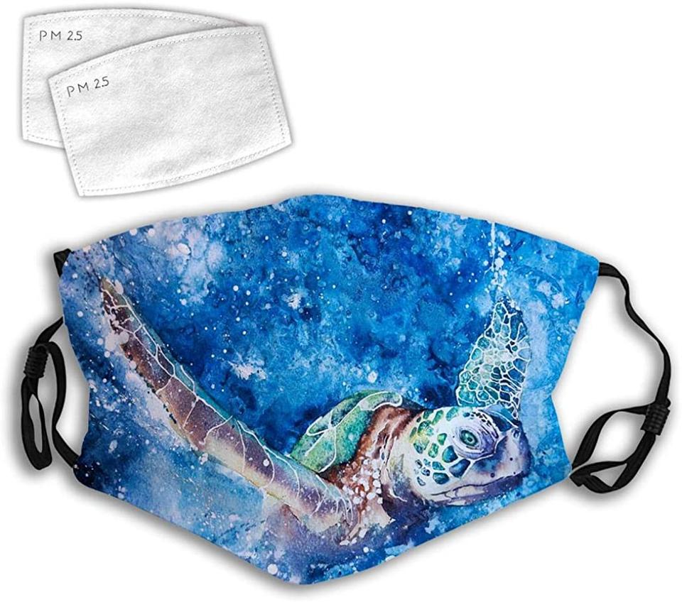 Sea Turtles Blue Printed Washable Cloth Mask 1617036286226.jpg