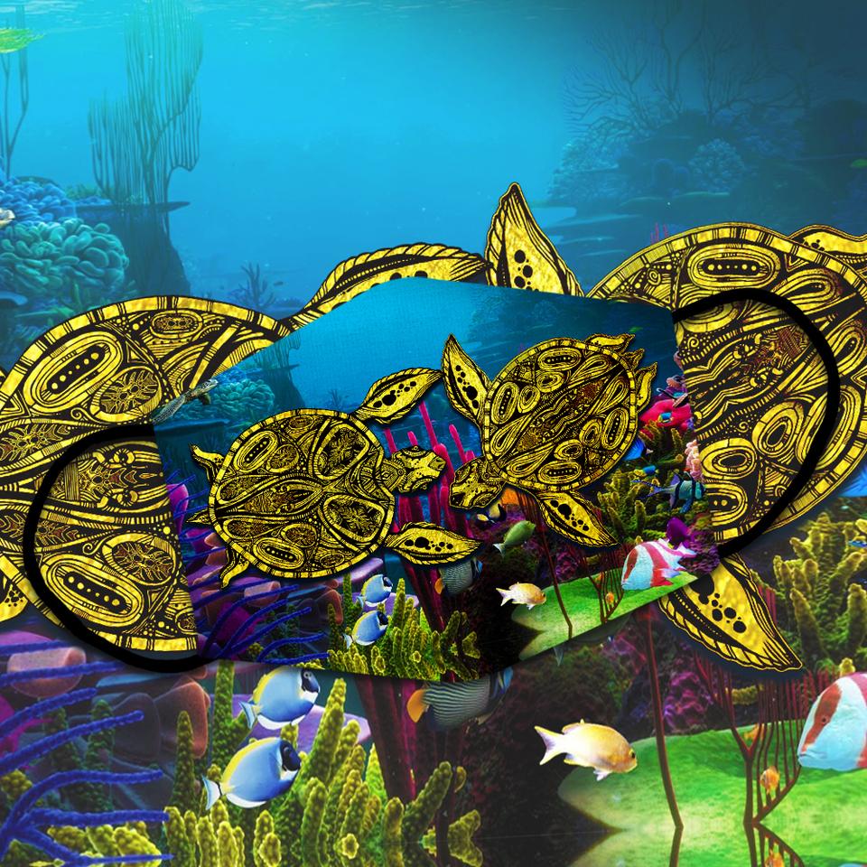 Beautiful Undersea World Tribal Turtles Couple Washable Cloth Mask 1617036293062.jpg