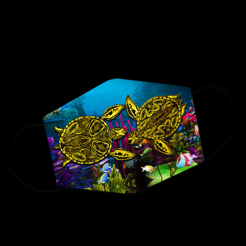 Beautiful Undersea World Tribal Turtles Couple Washable Cloth Mask 1617036293700.jpg
