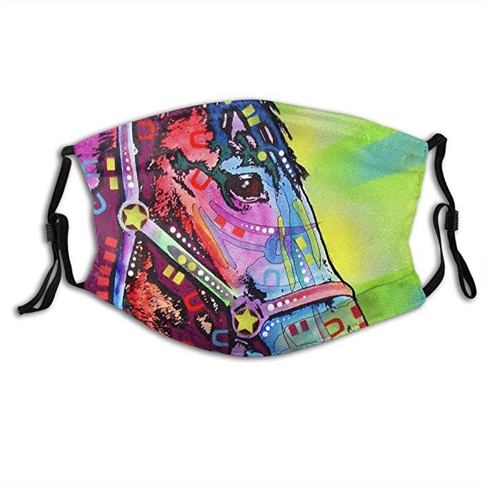 Colorful Horse Neon Rainbow Water Color Art Washable Cloth Mask 1617036311394.jpg